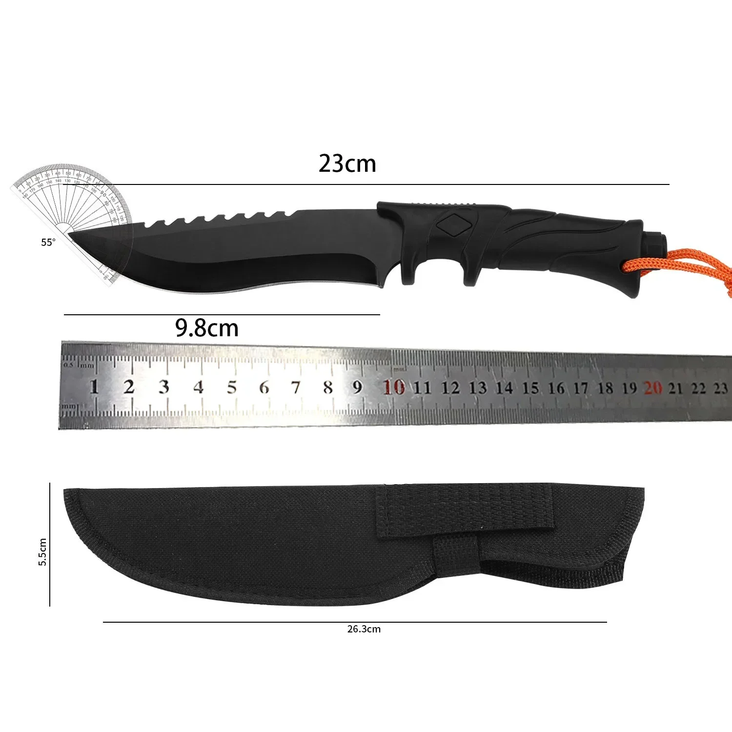 3CR13 Stainless Steel Sharp Fixed Blade Knife ABS Handle Outdoor Tactical Hunting Survival Knife Hand Tool For Camping Nylon Bag image 6