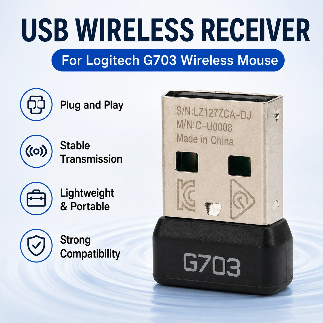 USB Wireless Mouse Receiver for Logitech G703 LIGHTSPEED Dongle Replacement Adapter Mouse Receiver Repair Parts Accessory