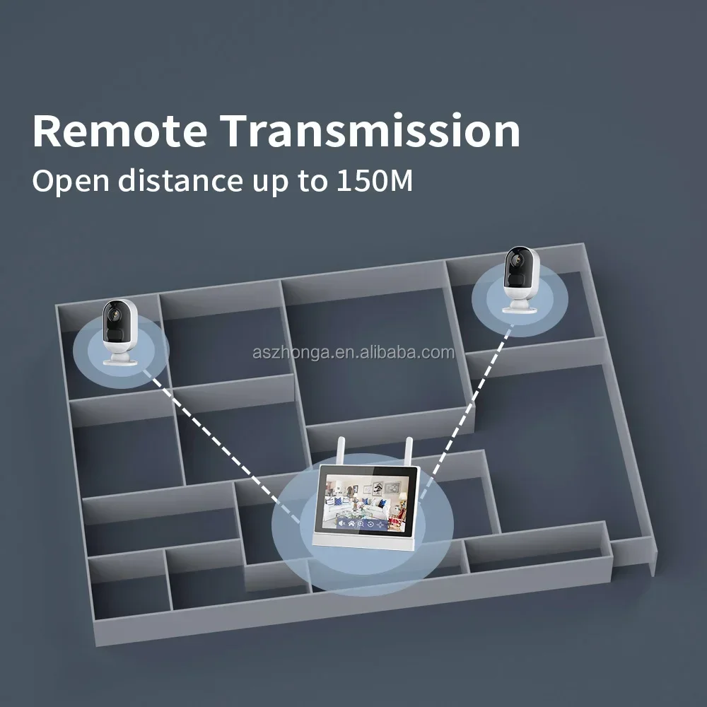 4CH Mini Smart Wireless Ip Network Security Home Surveillance CCTV Battery Camera System 3MP WiFi 7 Inch LCD Nvr Kit