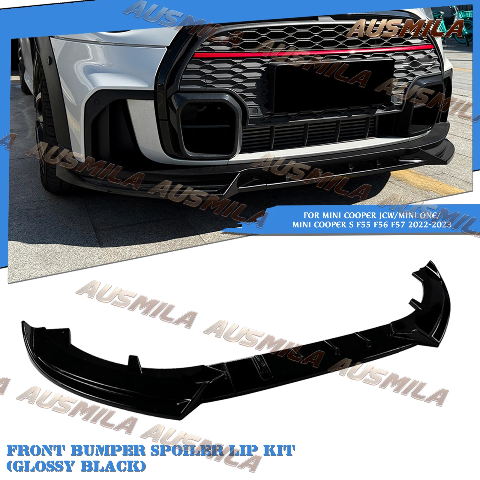 Front Bumper Spoiler Lip Chin Protector Cover Lower Splitter Guard For Mini Cooper JCW Mini One Cooper S F55 F56 F57 2022-2023