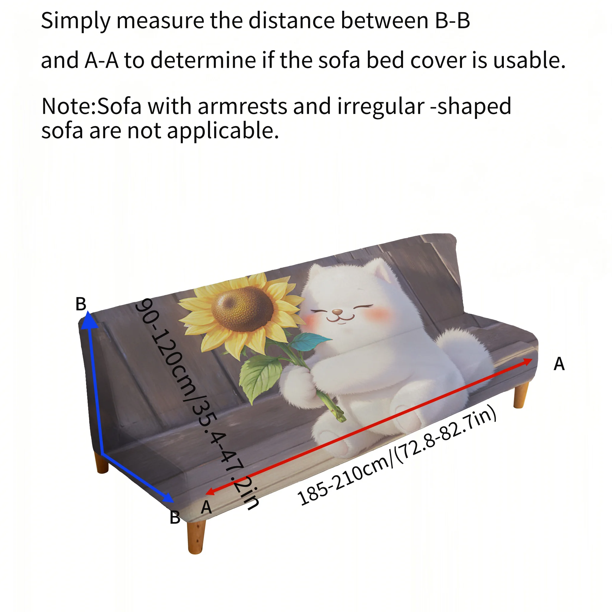 Sunflower bear sofa bed cover, non-slip and scratch-proof furniture protective cover, easy to install