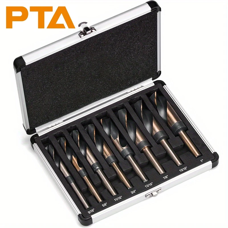 

8 Piece Silver and Deming Drill-Bit Set, Reduced Shank Drill Bit Set, 1/2-Inch-Diameter Shank, 9/16-Inch to 1-Inch Sizes