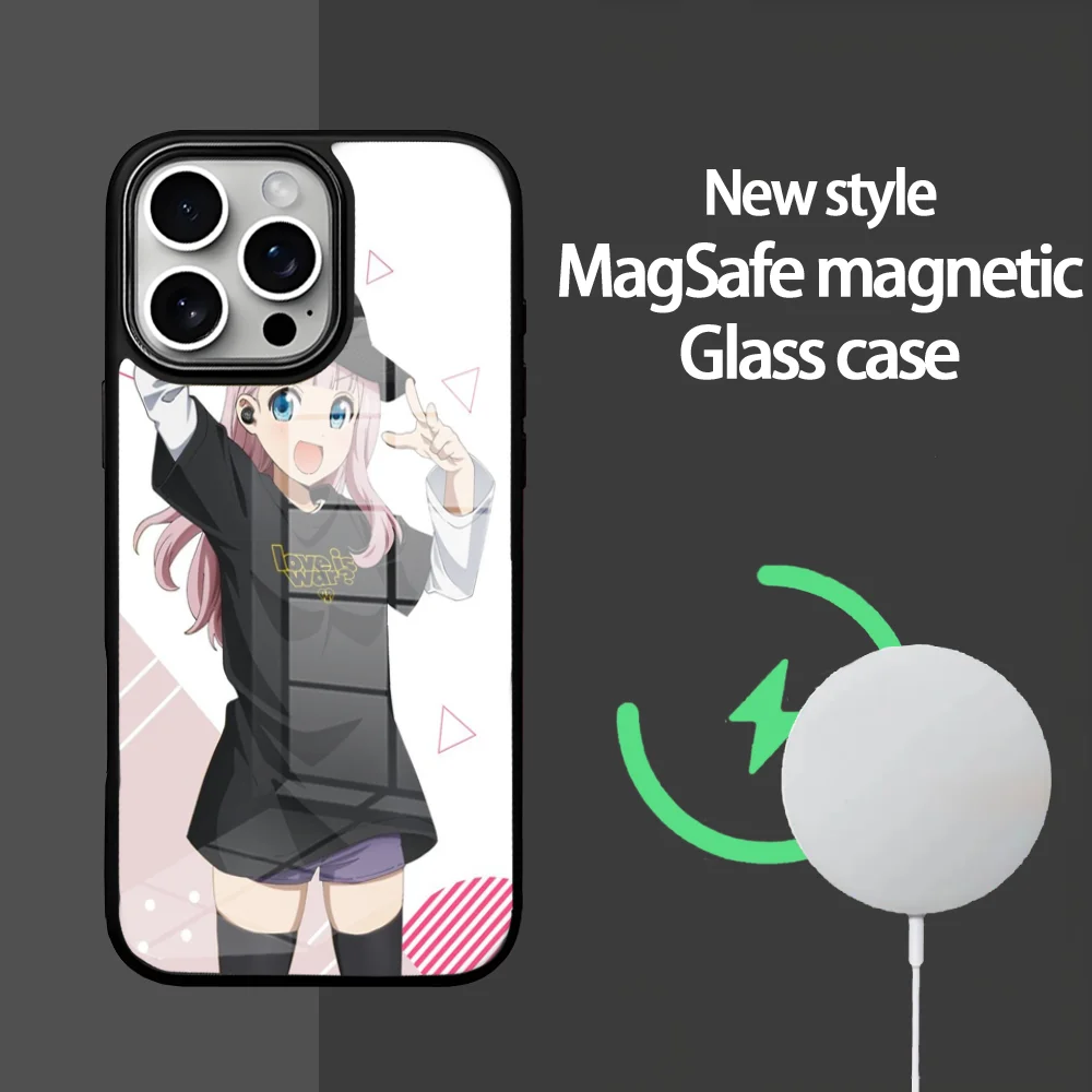 Чехол для телефона Chika Fujiwara Kaguya Sama Love Is War для iPhone 16, 15, 14, 13, 12, 11 Pro Max Plus Mini Magsafe Mirror, беспроводной магнит