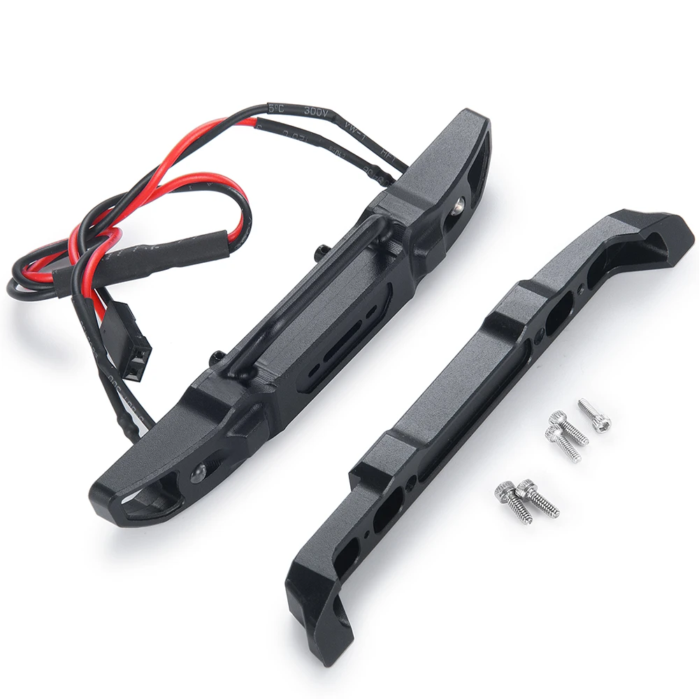 MIBIDAO Metal Front/Rear Bumper Mount with Led Light for Axial SCX24 AXI00006 Bronco 1/24 RC Crawler Car Model Upgrade Parts