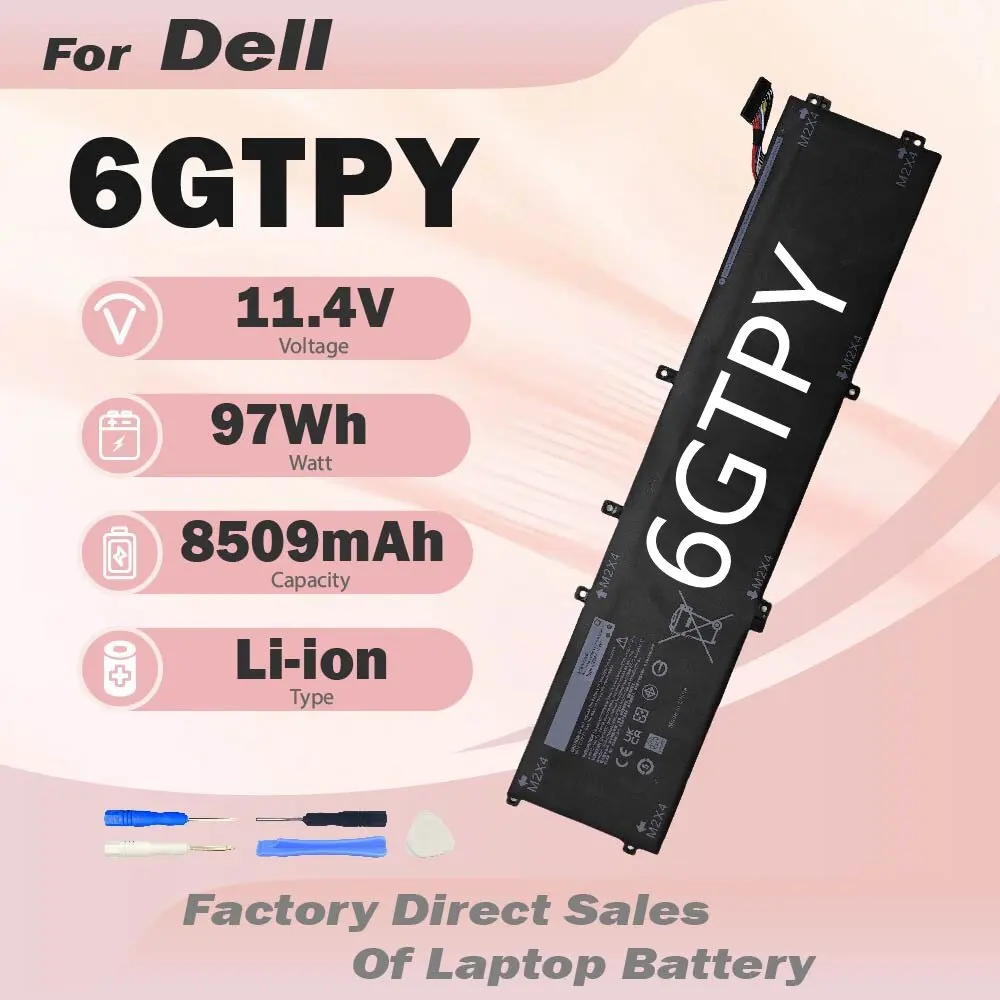 

6GTPY Laptop Battery For DELL XPS 15 9570 9560 7590 For DELL Precision 5520 5530 5510 Series Notebook H5H20 5XJ28 5D91C 11.4V