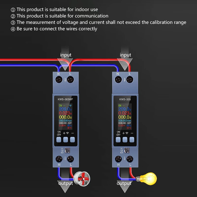 85-290V/40A Voltage Current Meter Electricity Consumption Meter WiFi Power Meter Din Rail 2P AC Energy Meter APP Control