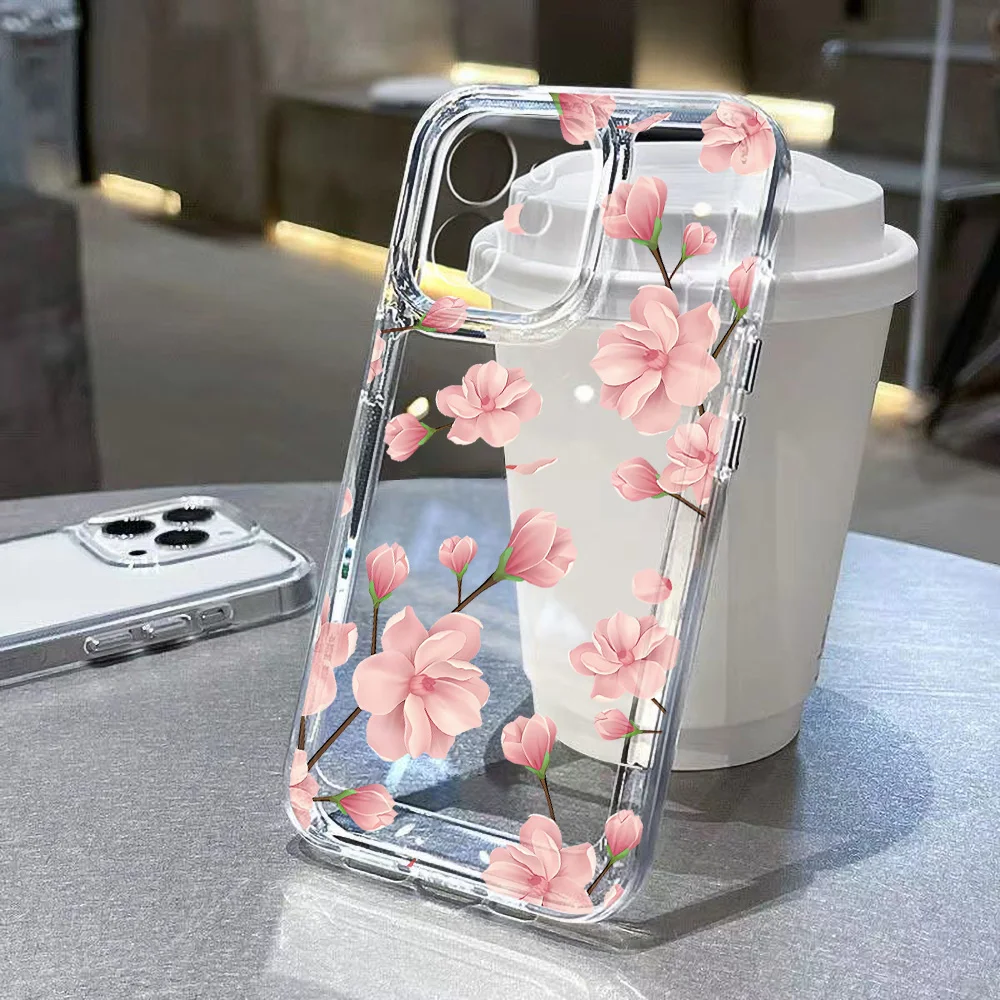 Flower Clear Case For Samsung Galaxy S24 Ultra S23 S22 S21 Plus S20 FE Cases A55 A54 A53 A52 A35 A15 A33 A34 A32 A25 A24 A14 A12