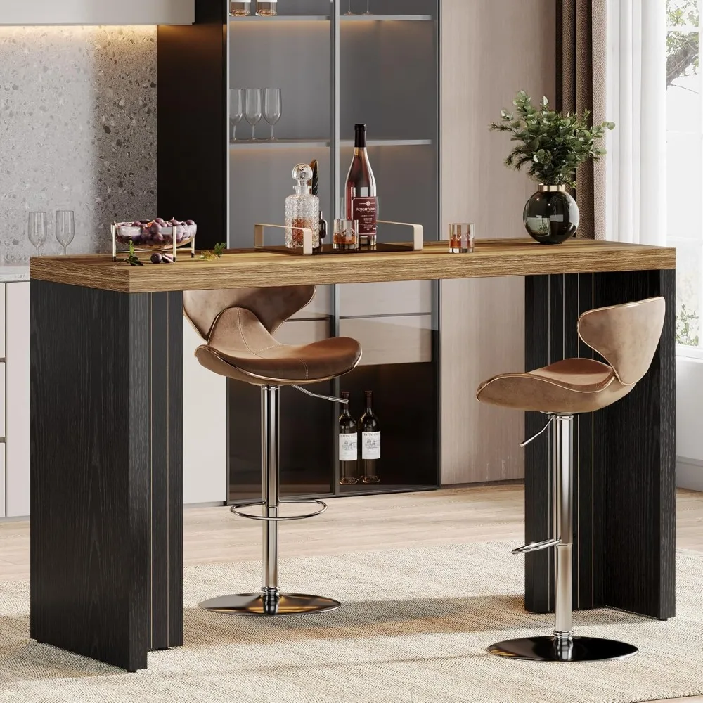 

Home Bar Unit, 55.12-Inch Bar Table with a Spacious Tabletop, Modern Freestanding Mini Bar for Home Kitchen, Living Room, Balcon