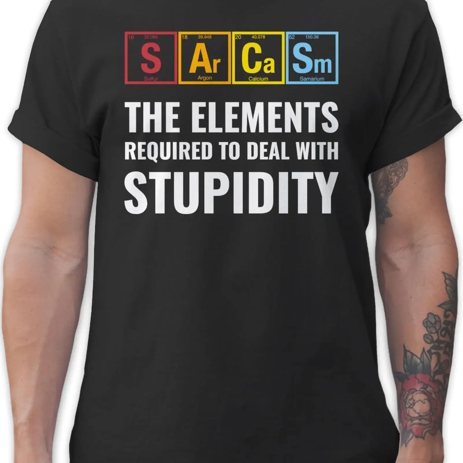 T Shirtracer Men's Shirt Nerd s Sarcasm The Elements Required to Deal with Stupidity vintage Washed Top For Everyday Wear