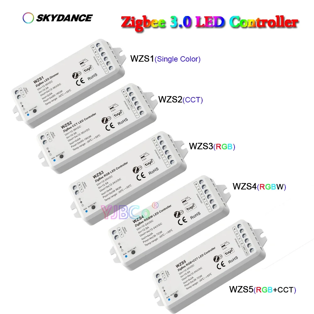 Skydance Tuya APP ZigBee 3.0 RGB/RGBW/RGBCCT/Dimming/CCT/Single Color LED Strip Controller 1~5 CH light tape Dimmer 12V 24V