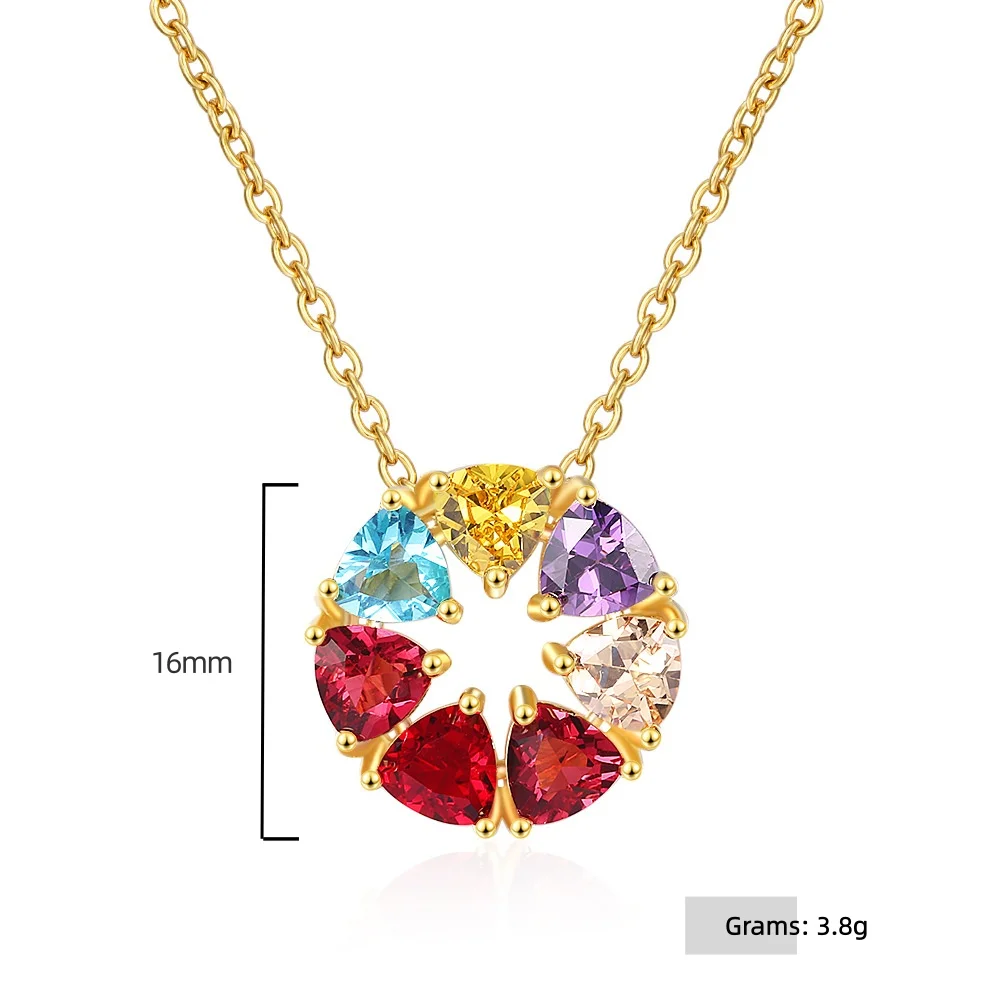 قلادة ذهبية اللون من الفضة الإسترليني عيار 925 مع الماس الملون الزركون هدية الذكرى السنوية لحفلات أعياد الميلاد #6