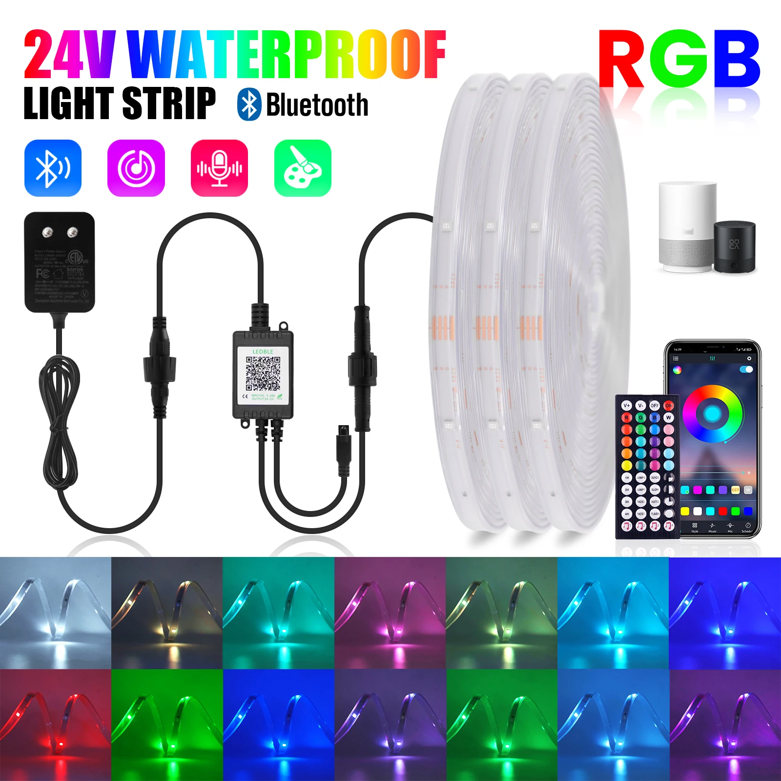 

24V LED Strip Lights RGB 3535 Led Light Bluetooth App Control Flexible LED Lamp Ribbon For Room Decor TV BackLight Diode Tape