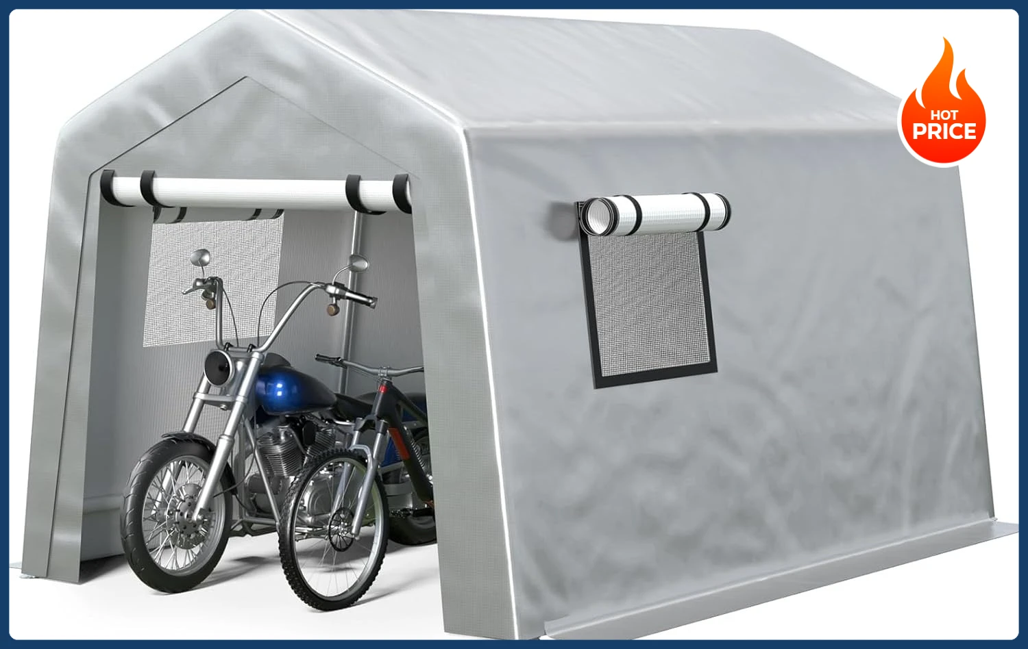 

[Новое поступление! ] Сверхмощная палатка Carport 8x10 футов с закатанными окнами, портативный гараж с оцинкованными стальными трубками, автомобильный навес, все-