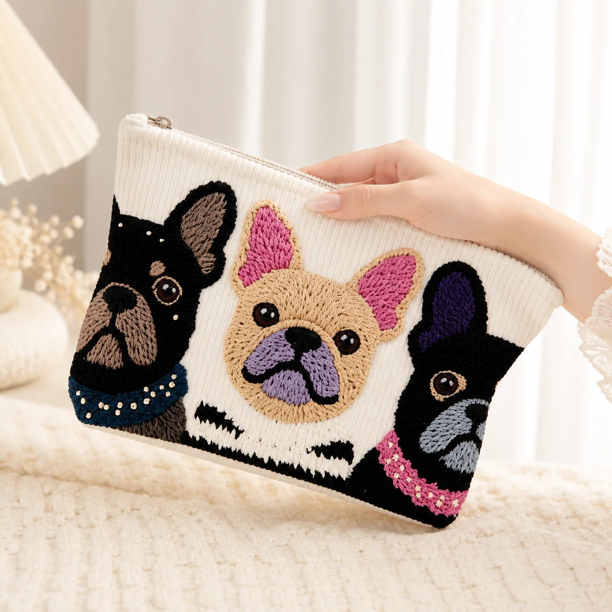 Embroidered French Bulldog Cos - đánh giá và giá Travel Accessories Toiletry Bag