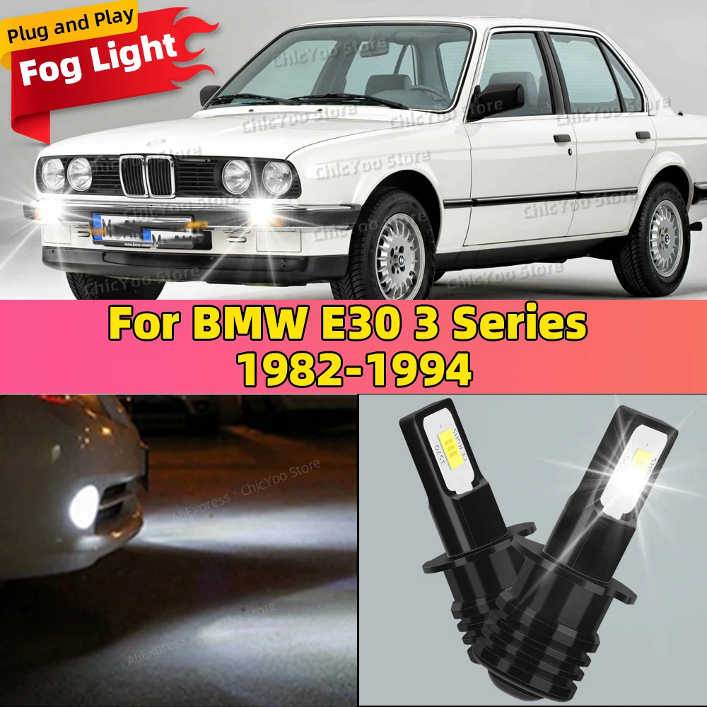 

2PCS Car LED Fog Light Lamp Bulb For BMW E30 3 Series 1982-1994 1990 1991 1992 1993 Replace Bulbs Accessories White