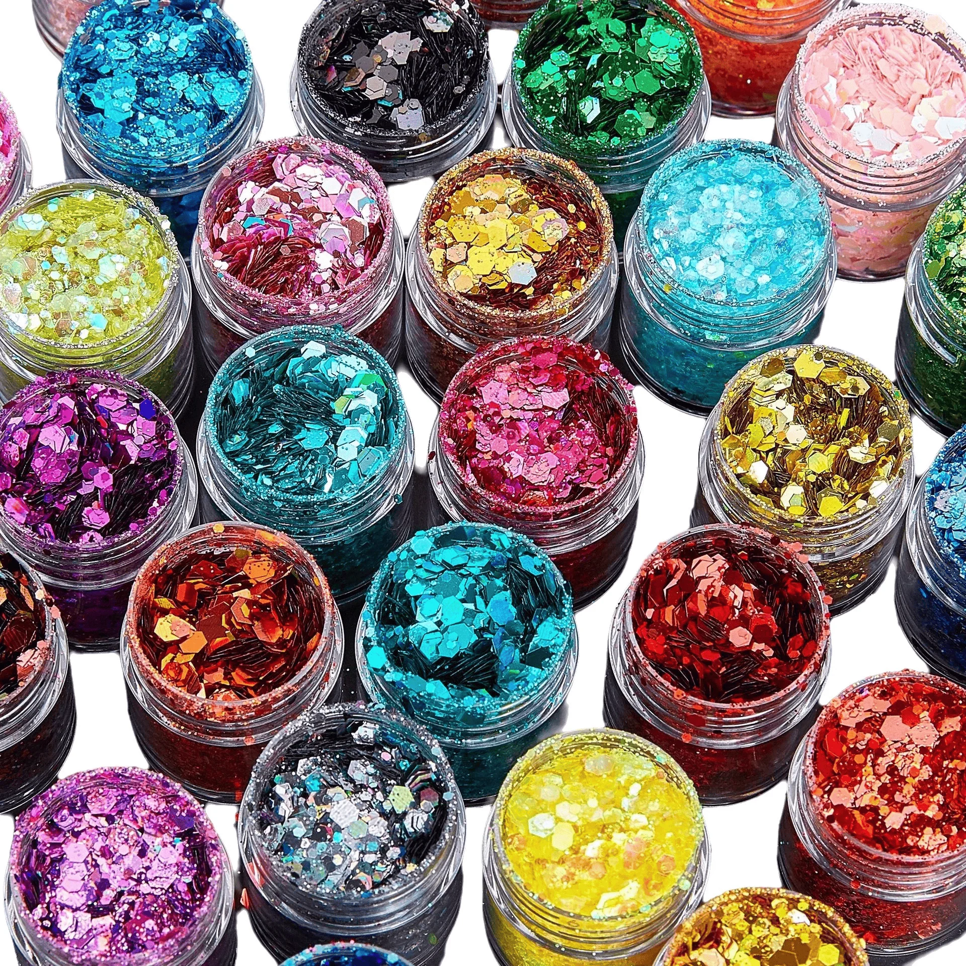 10 مللي/زجاجة بريق أظافر متعدد الألوان، بريق مكتنز، عملية لامعة ناعمة وخشنة مختلطة، ديكور لامع للأظافر ثلاثي الأبعاد