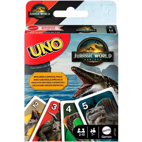 100% Original Mattel UNO Jurassic World Rebirth Card Game Deck Poker 112 Cards Geunine Brand Christmas Gifts Table Games