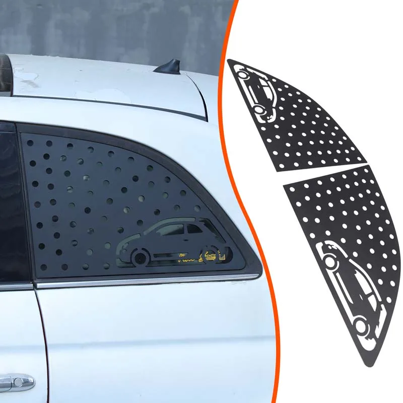 

2piece set Aluminum alloy black For Fiat 500 2007+ car rear triangle window honeycomb panel decorative sticker Car accessories