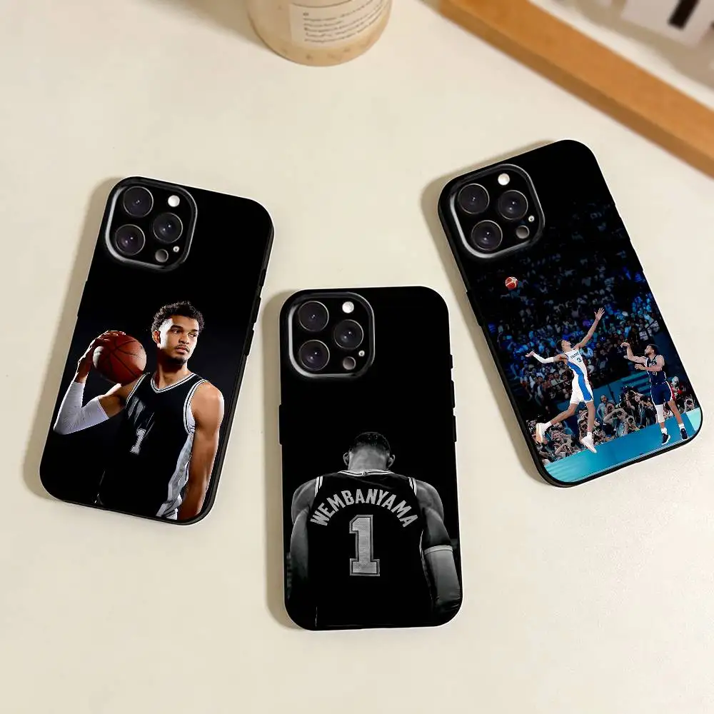 

B-Basketball Star V-Victor W-Wembanyama Phone Case For iPhone 17,16,15,14,13,12,11 Plus,Pro Max,XS,Soft Silicone Black Cover