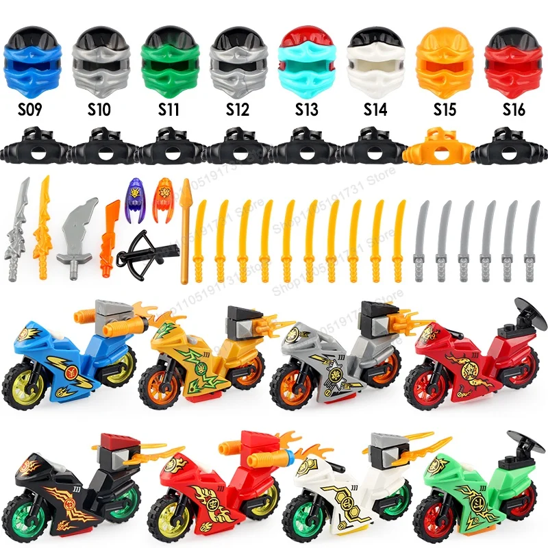 Anime Accessories Motorcycle Blocks Kai Jay Cole Zane Nya Mini Action Assemble Model Figures Bricks Toys Birthday Gifts
