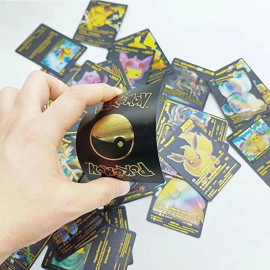 11-110szt Karty Pokemon Pikachu Złoto Srebro Czarny Vmax GX Vstar Angielski Hiszpański Francuski Niemiecki Kolekcja Karty Bitewne Zabawki Prezenty