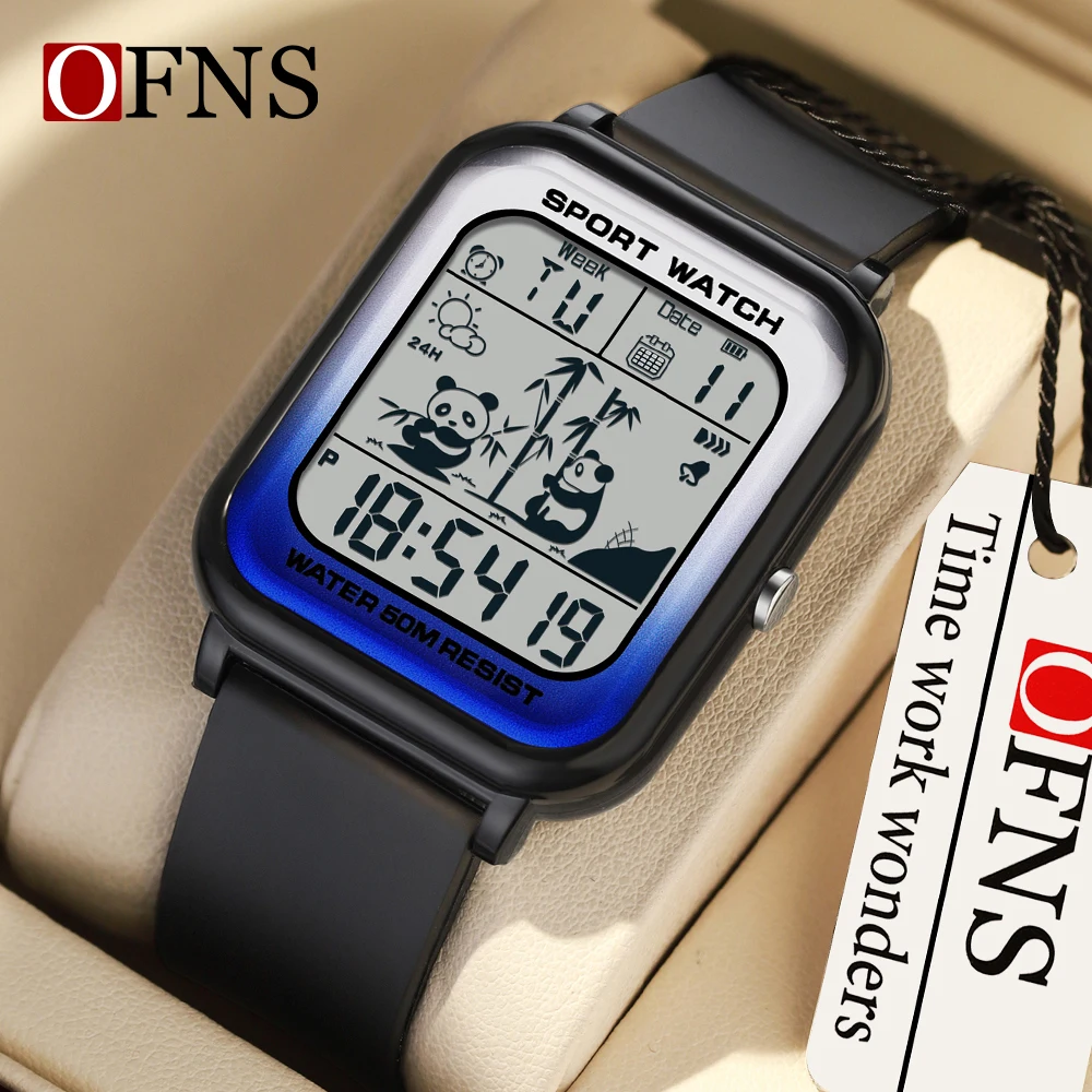 

OFNS brand 6120 electronic watch rectangular dial digital movement new shock-absorbing timing code watch men's electronic watch