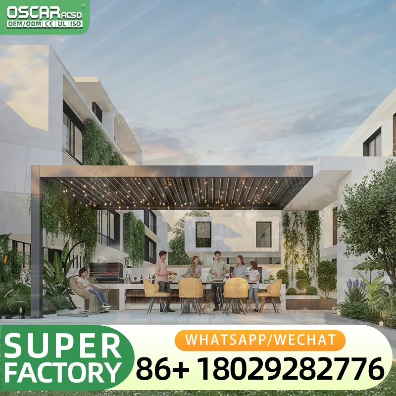 Double Roof Aluminum Pergola Gazebo with Hidden Drainage for Poolside Seaside Courtyard Relaxation pergola