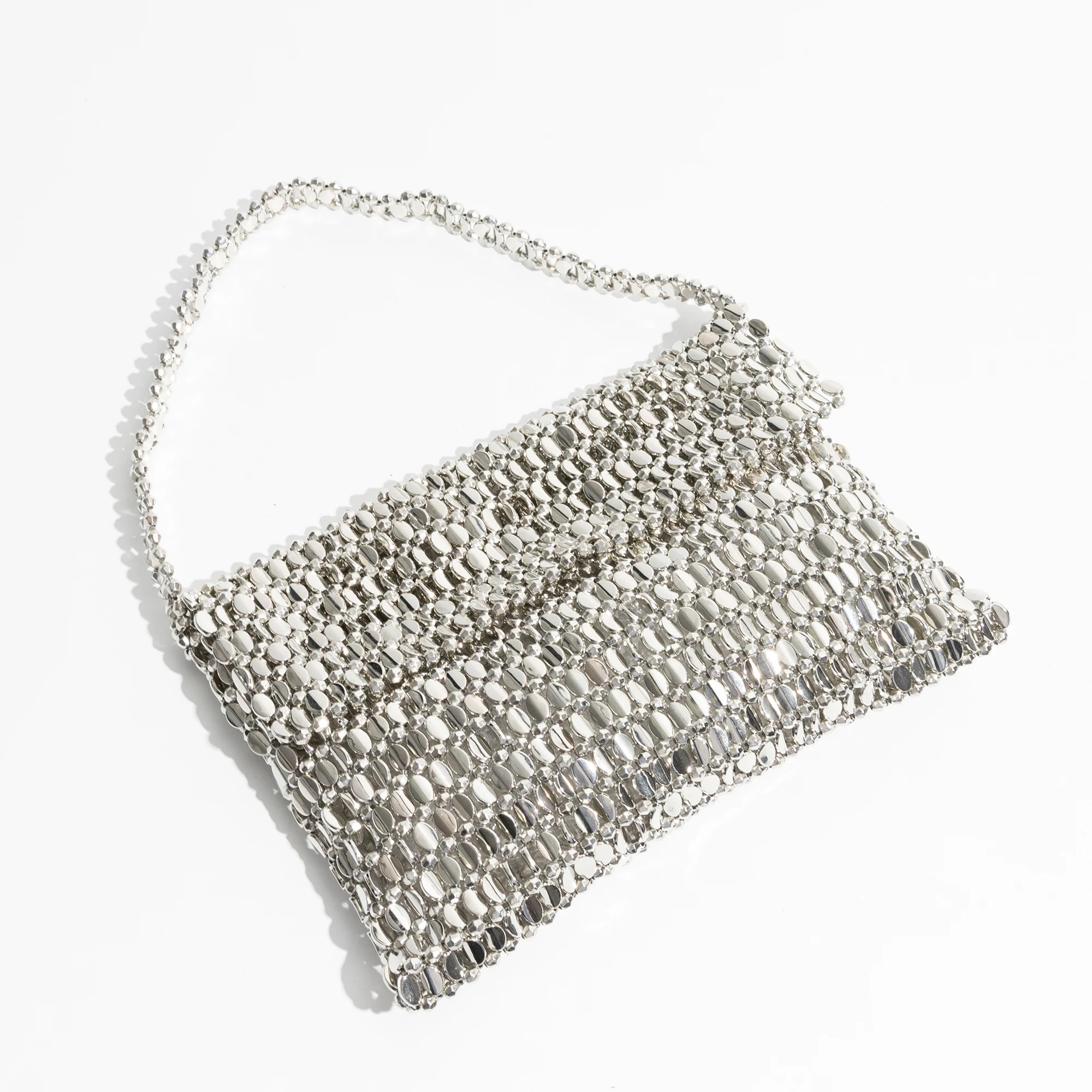 MABULA Girl\'s Bling Sequeins Cover Tote Bag Silver Fashion Clutch Glitter Handbag Chic Party Wedding Woman Wrist Evening Purse