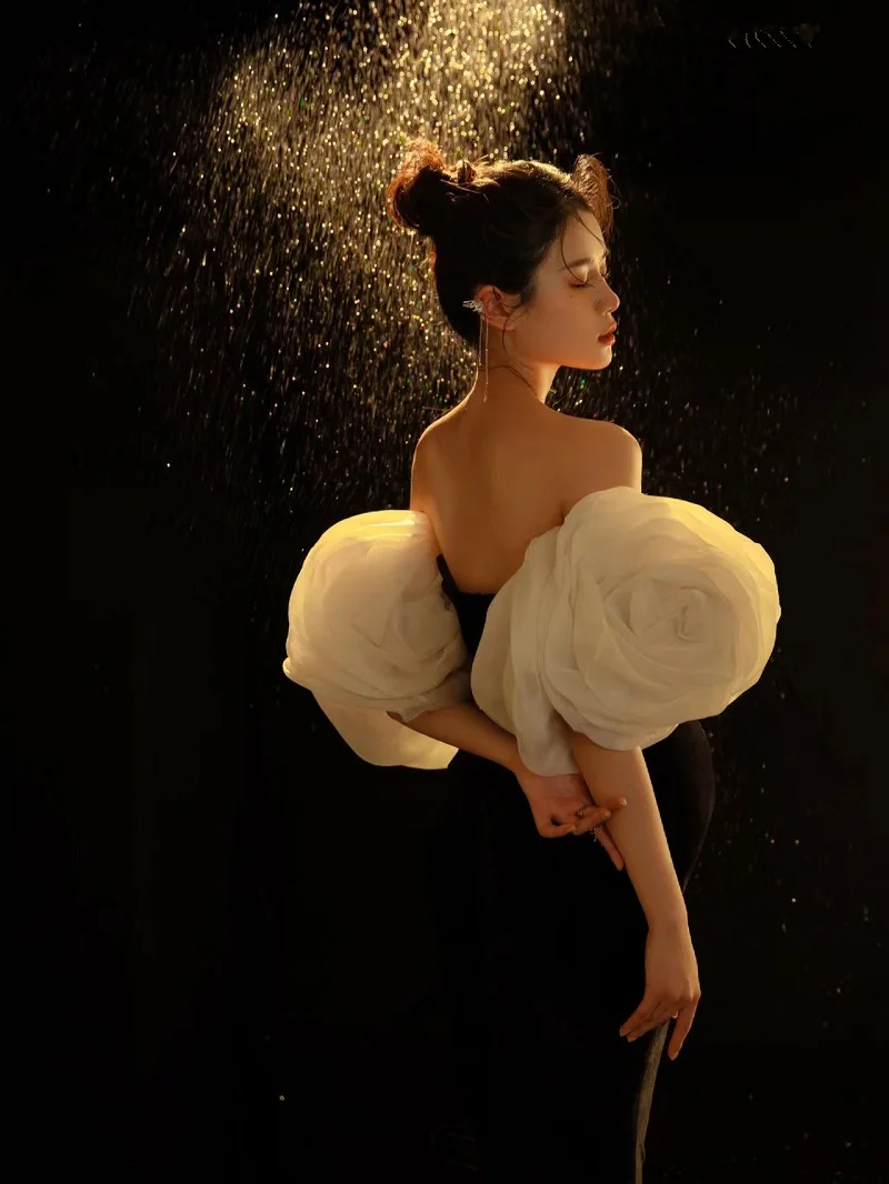 ALTERElegant-Robe de Soirée à Manches Bouffantes pour Femme, Tenue de Grossesse, Séance Photo, à Volants, Design de Piste