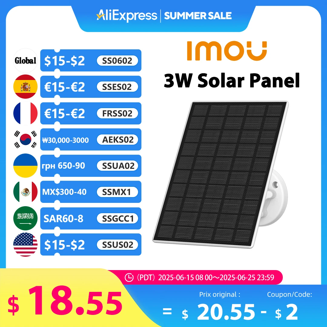 

IMOU 3W TYPE-C солнечная панель для Cell PT/ Cell PT Lite/Cell 3C/перезаряжаемая камера Wi-Fi уличные камеры видеонаблюдения IP65