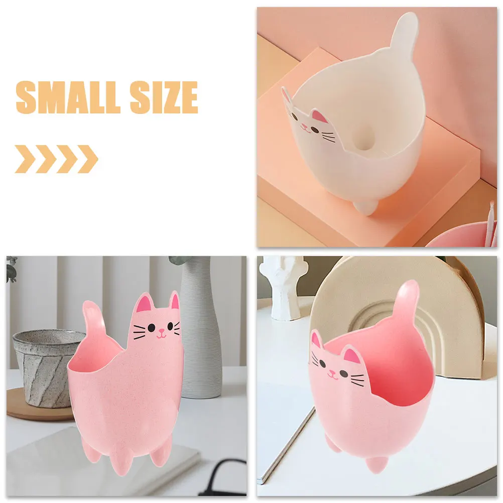 

2 Pcs Garbage Cans Desktop Storage Bucket Mini Cute Trash Cartoon Thicken Plastic Bin Household with Lid Office
