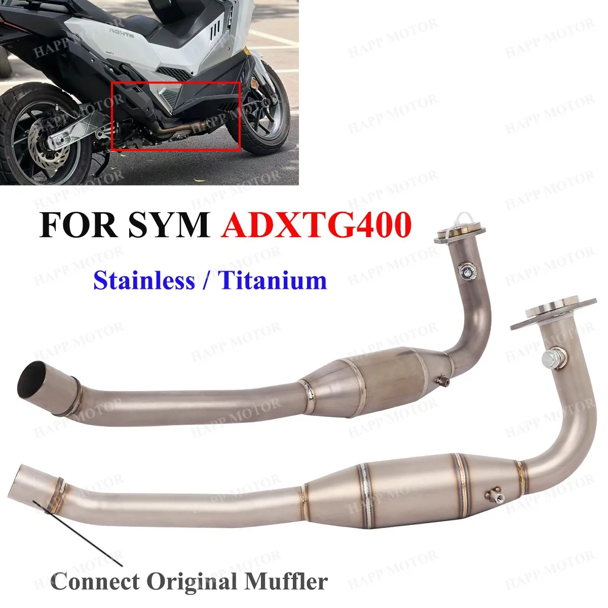 

Slip On For SYM ADXTG 400 All Years Motorcycle Exhaust Front Link Pipe ADXTG400 Exhaust Connect Original Muffler