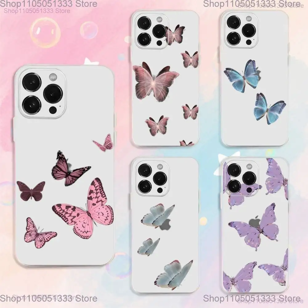 

Drift Sand Butterfly Phone Case For iPhone 17,16,15,14,13,12,11 Plus,Pro,Max,XR,XS,Plus,E,SE4,Mini Transparent Cover