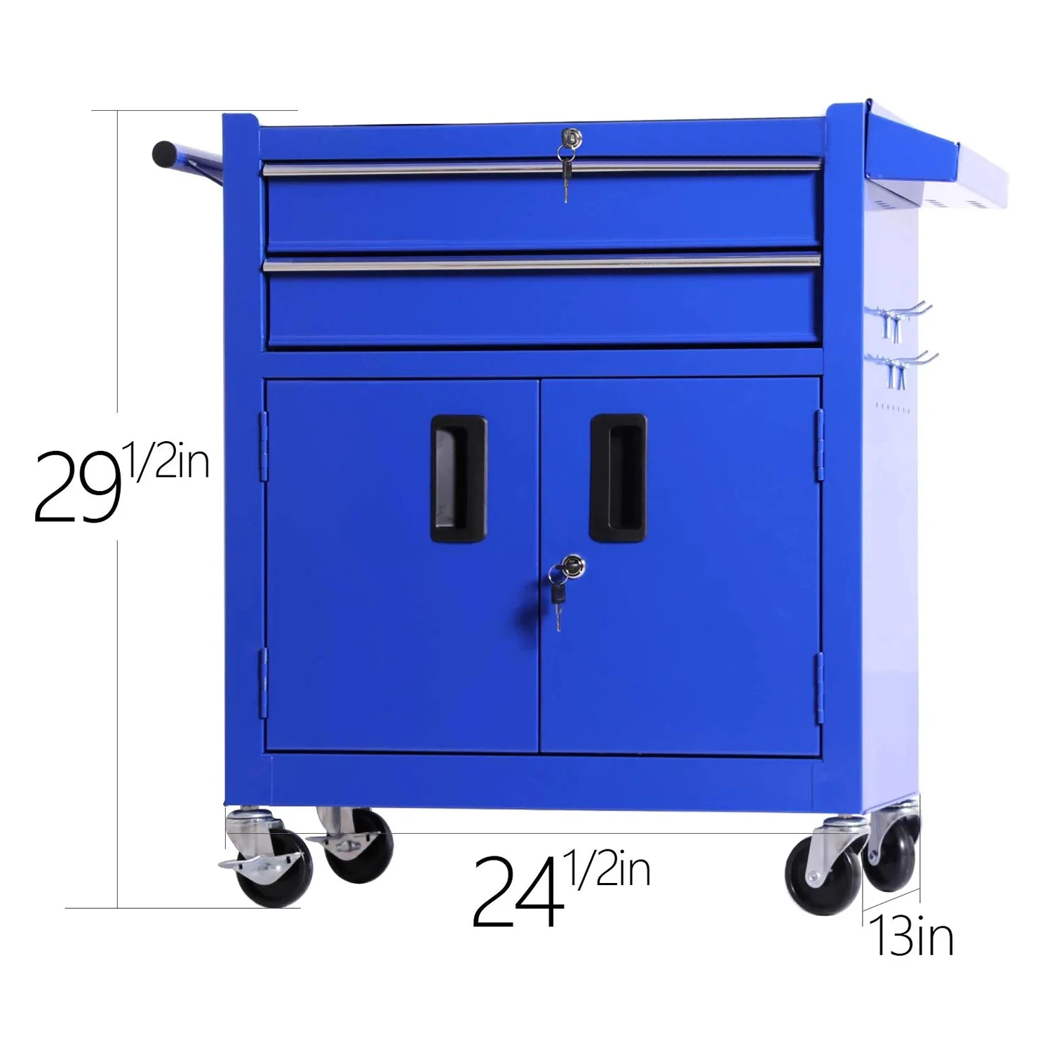 Tool Chest Heavy Duty Cart Steel Rolling Tool Box with Adjustable Shelf Inside and Lockable Drawers and Doors