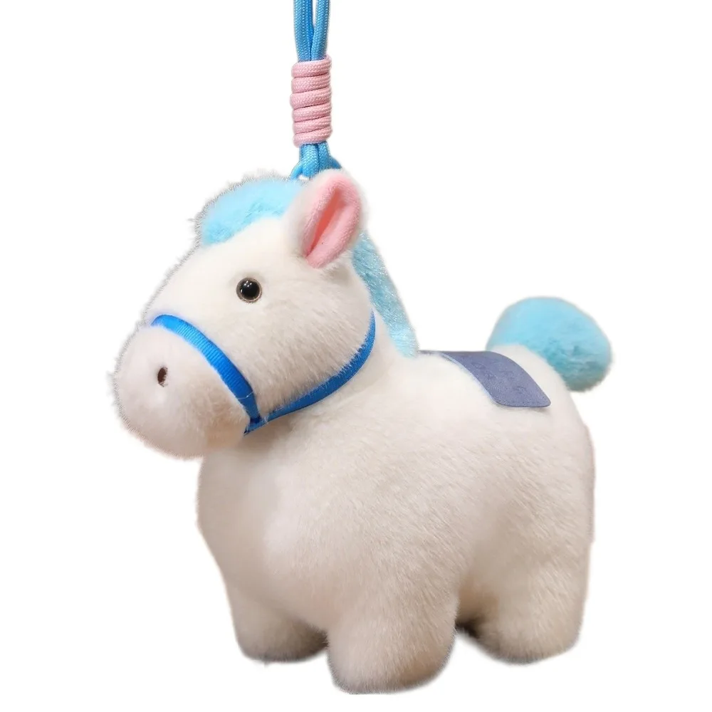 

Cute Cartoon Pony Pendant Animal Steed Doll Chinese New Year Gift Mascot Doll Fluffy Zodiac Pony Figurine Car Decoration