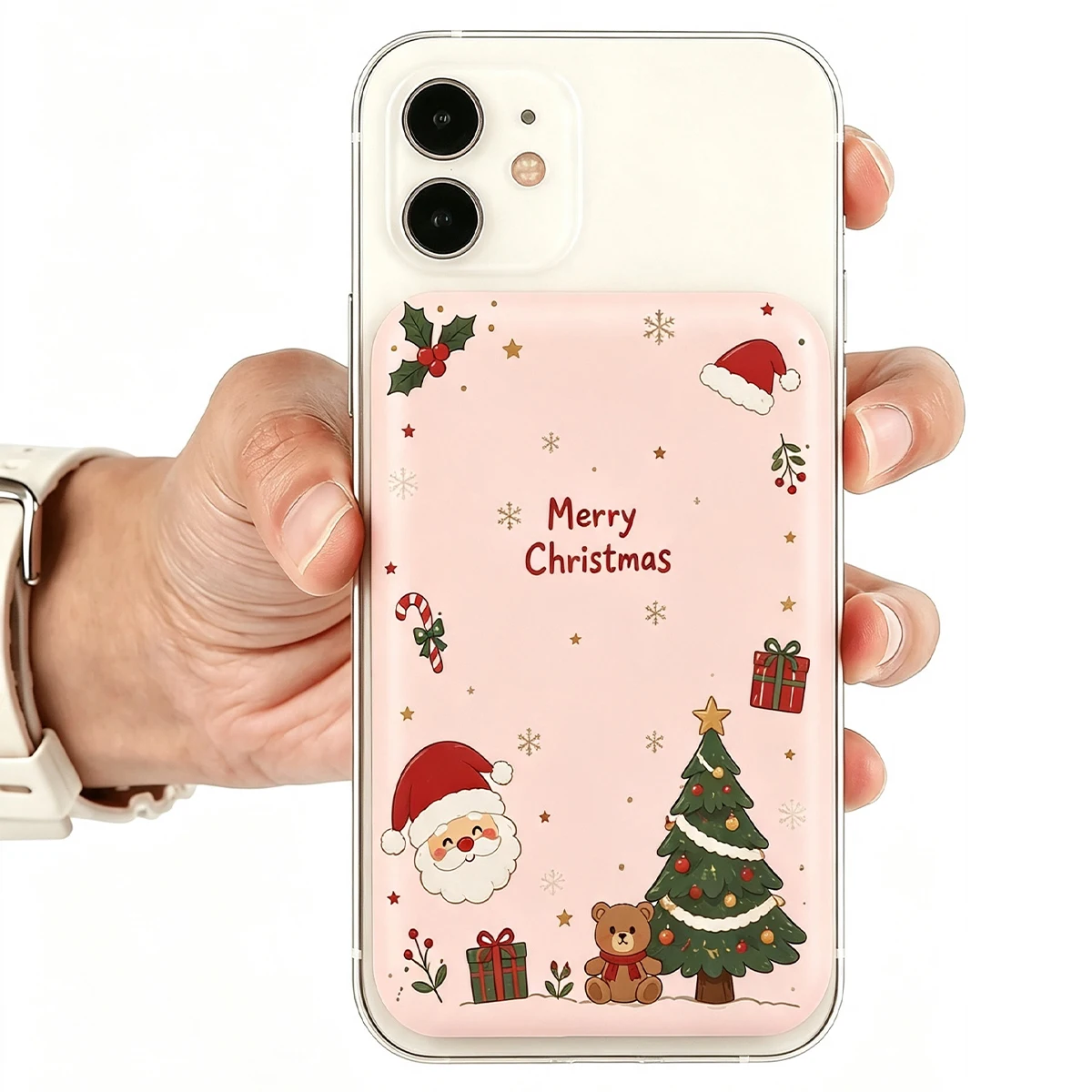 2 Pieces of Christmas Pattern Magnetic Power Bank Protective Cases - Suitable for Magsafe Battery Protectors, Tpu Material Anti-Drop Protective Cover - Christmas Small Gift (Battery Not Included)