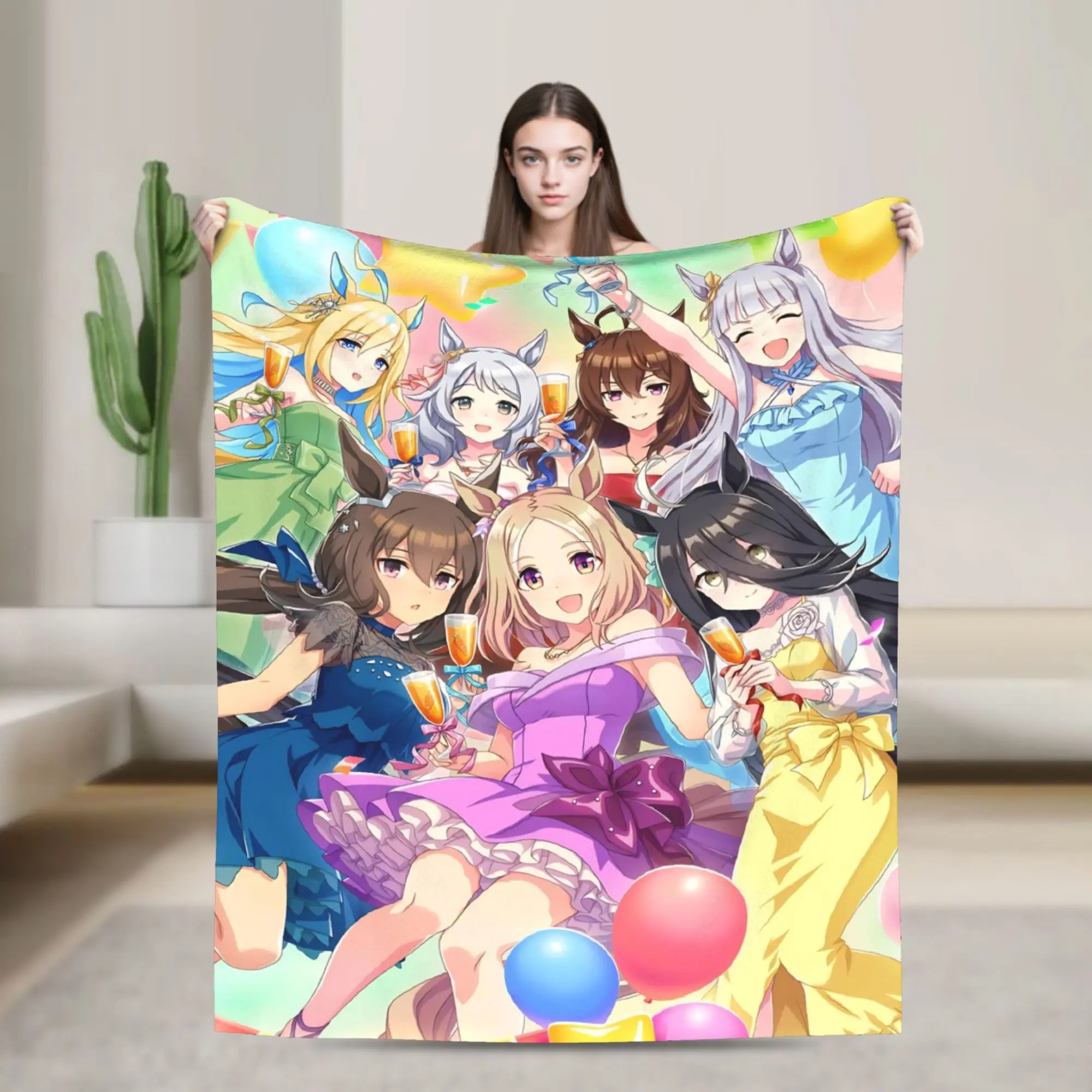 Uma Musume Pretty Derby Blanket Cute Anime Flannel Throw Blanket Summer Air Conditioning Portable Soft Warm Bedspreads