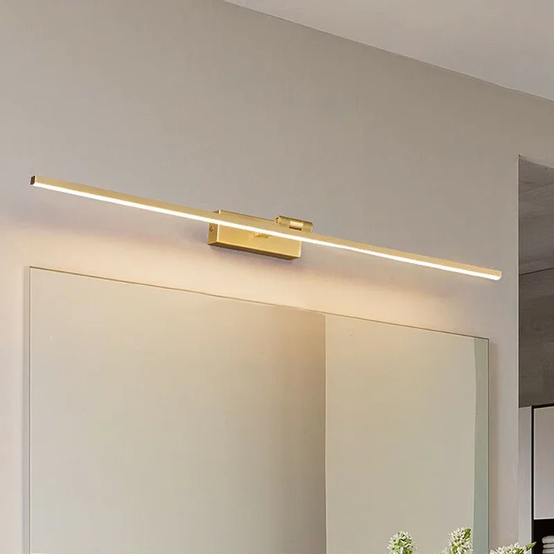 Modern Gold LED Vanity Light Bathroom Wall Lamp Brass Silicone Mirror Front Lighting Adjustable Angle