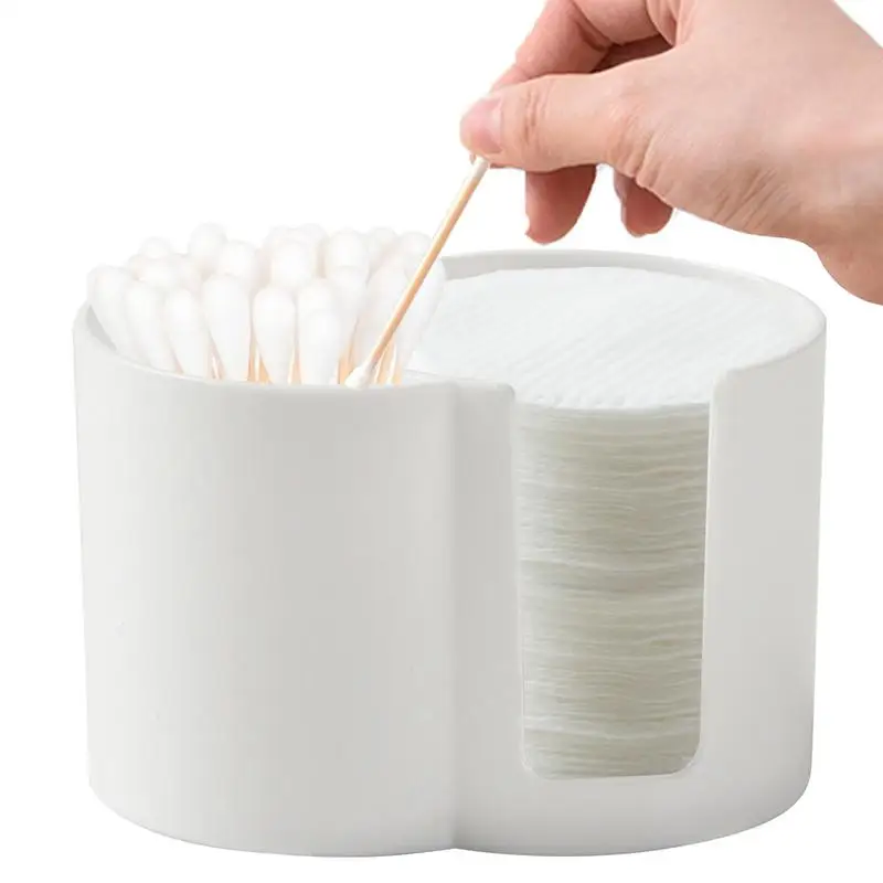 Cotton Swab Holder Makeup Organizer Floss Container Cotton Rounds Dispenser Double Hole Cotton Pad Dispenser Pick Holder