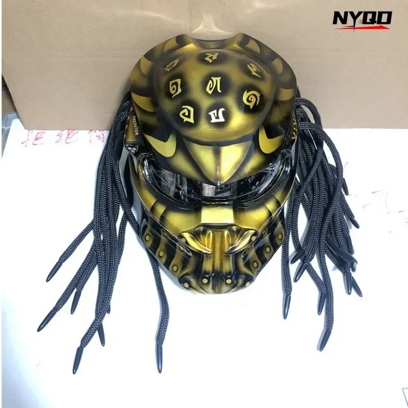 Casco de motocicleta Retro Iron Blood Warrior Predator todoterreno casco de cara completa certificado DOT ECE hombres casco personalizado Moto