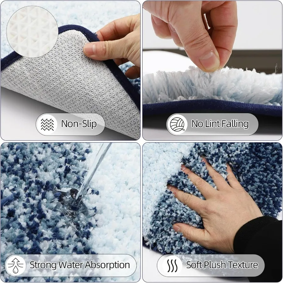 Accessori da bagno Set da bagno blu navy con tenda da doccia e tappeto, tenda da doccia impermeabile Ombre blu navy con Ultra A