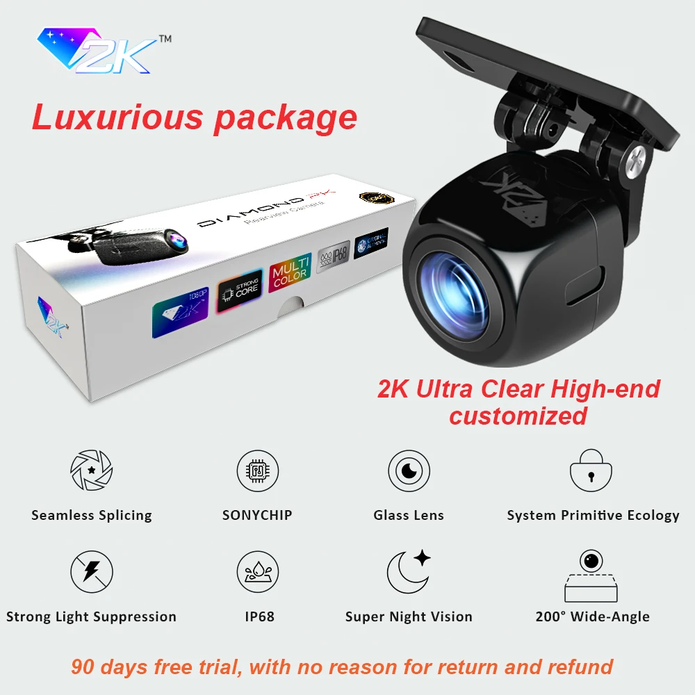 For AHD 1920x1080P Car Rear View Camera 200° Fisheye Golden Lens Full HDR Night Vision Vehicle Back Car Reversing Front Camera