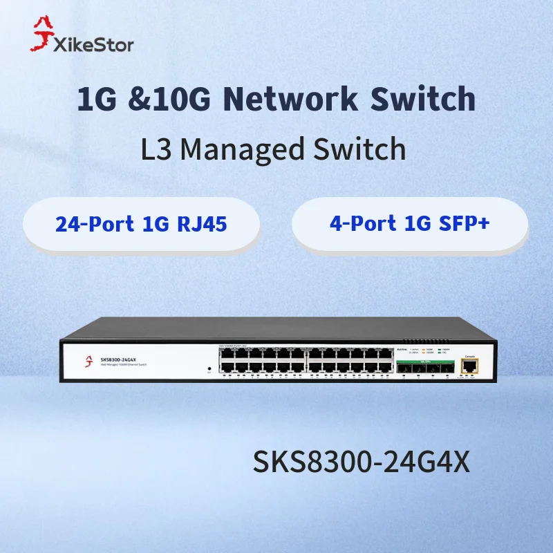 

Управляемый коммутатор XikeStor L3 24*1000M RJ45 4*10G SFP, VLAN/QOS/LACP, крепление в стойку, подходит дляprises