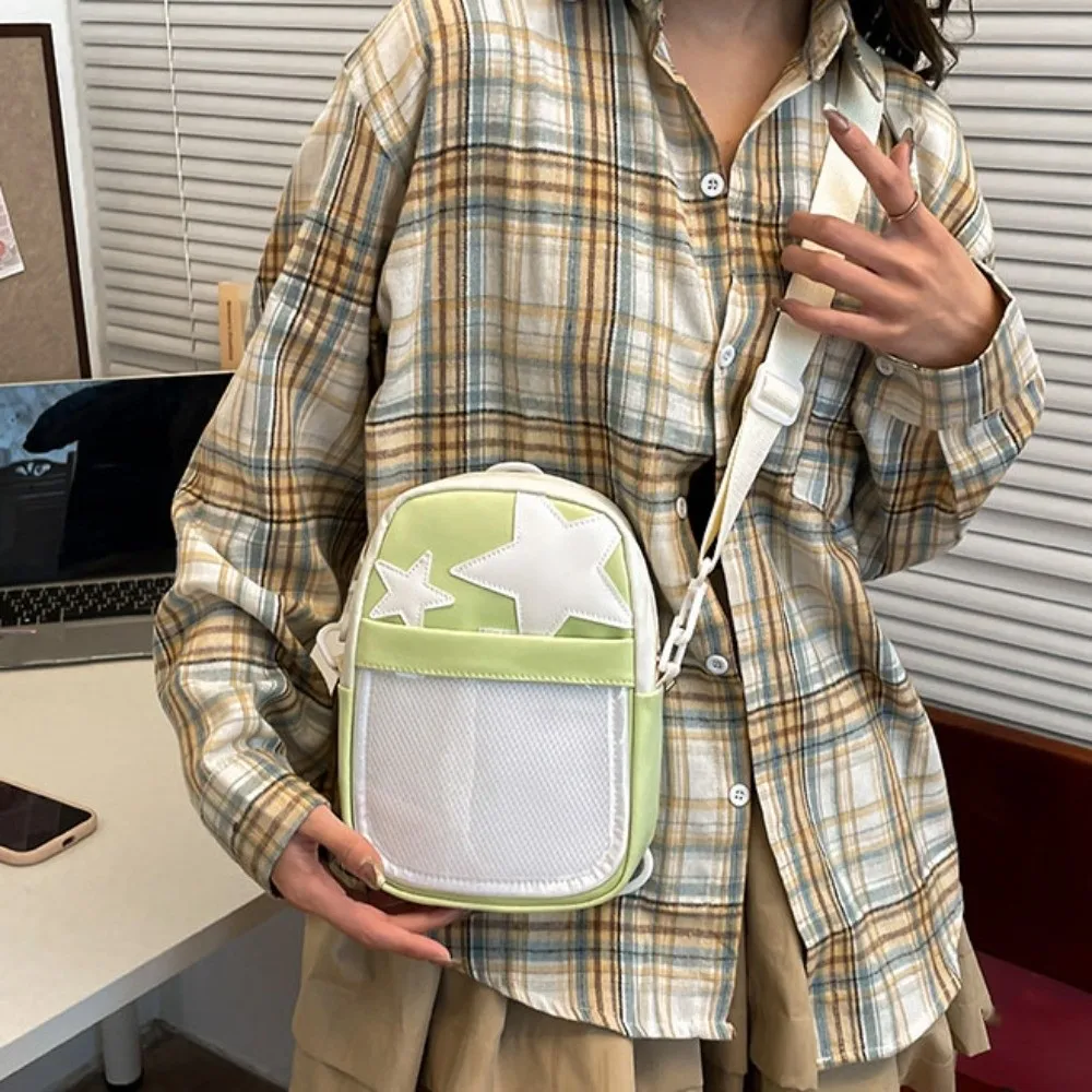 

Сумка-кроссбоди из нейлона Star Ita Bag, прозрачная сумка-тоут из ПВХ большой вместимости, сумка для значков, на одно плечо, в стиле Y2K, аниме-сумка для демонстрации, женская
