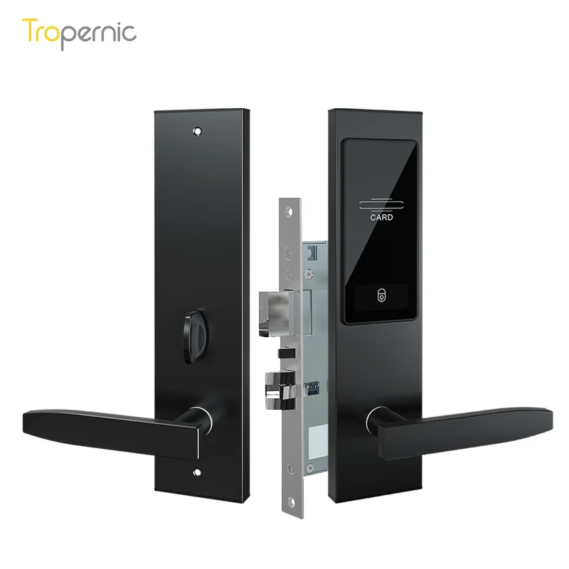 Tropernic Rfid Card Key Hotel Door Lock with Management Software System Wooden Door Hotel Lock