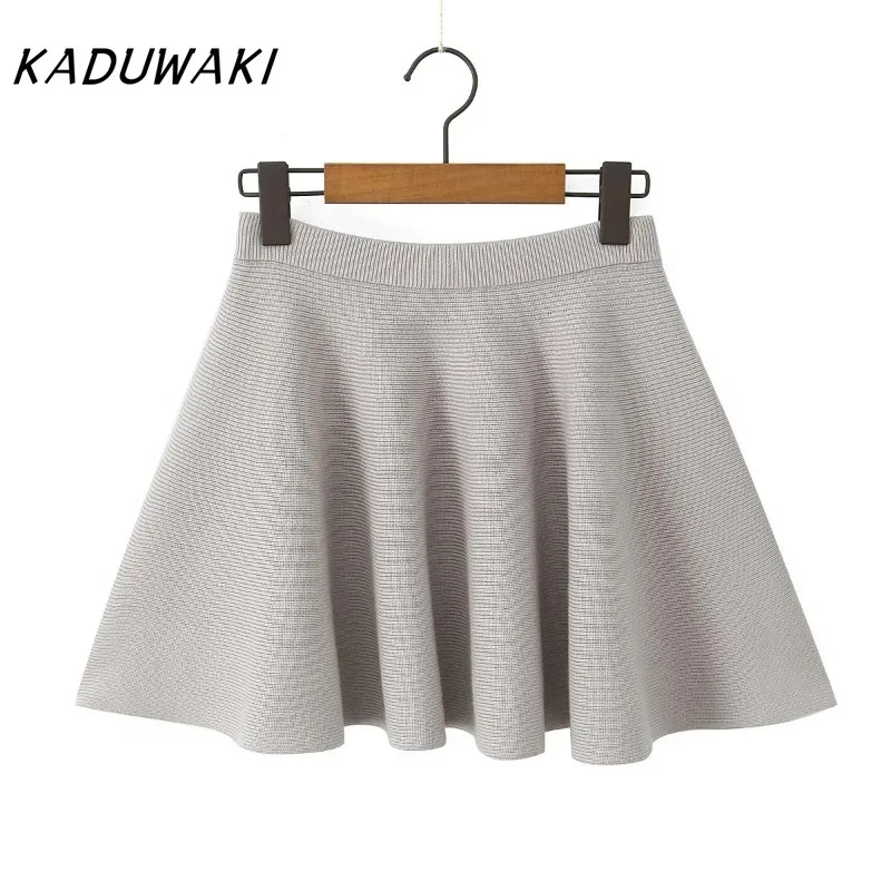 KADUWAKI French Spicy Girl Temperament Pearl Button Flared Sleeve Cardigan Top Large Swing Ruffle Edge Half Skirt Knitted Sets