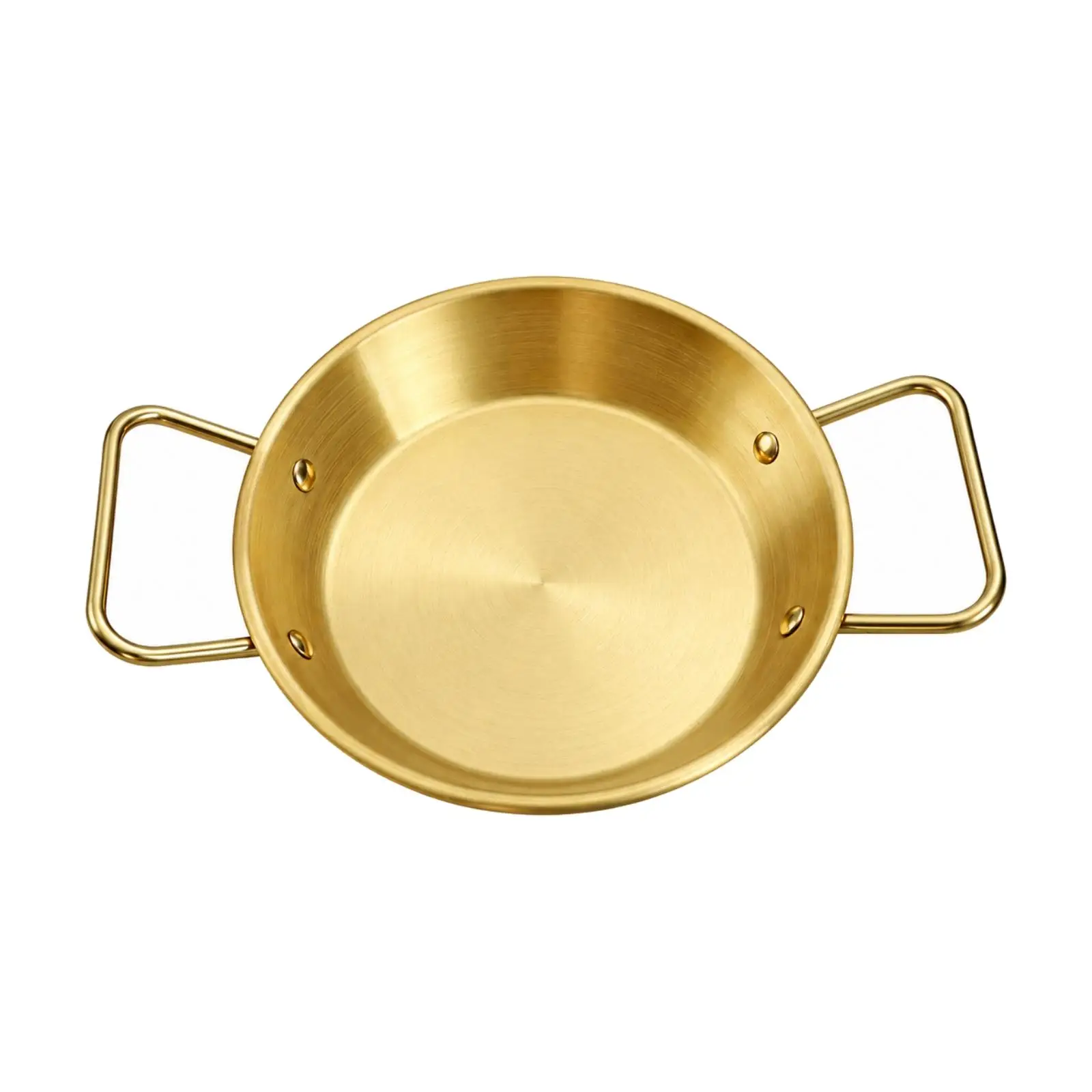 Stainless Steel Seafood Serving Plate Gold Finish Low Profile Round Tray with Loop Handles for Appetizer Display