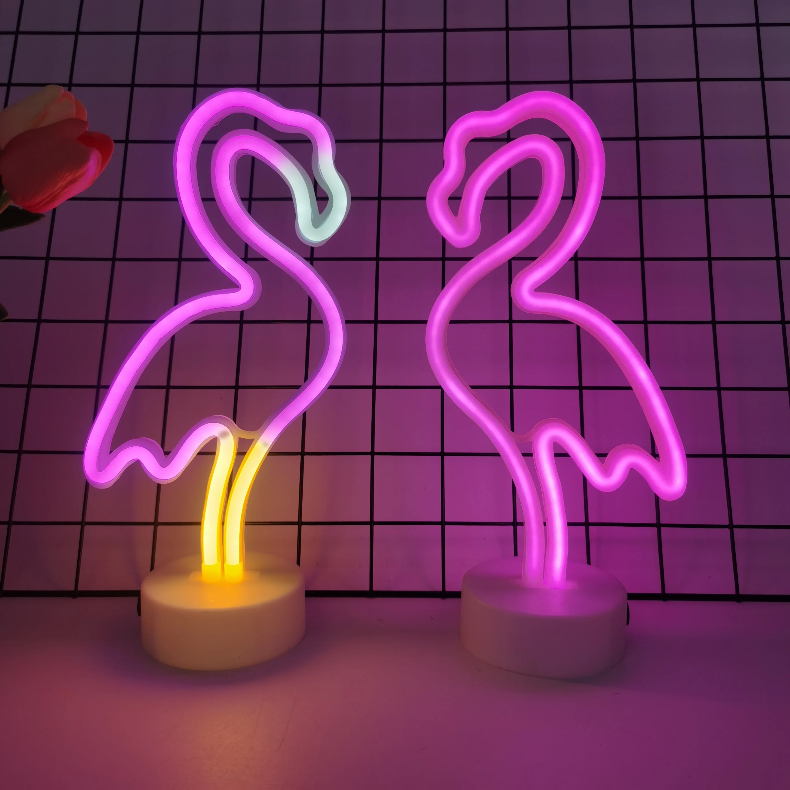 Flamingo neon lights, USB or battery powered, bedroom, birthday party, wedding, Valentine\'s Day, garden, home decoration light