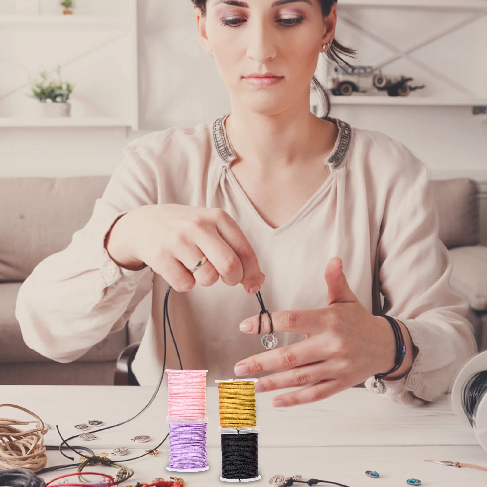 

0.8mm Rope Beading Cord Jewelry Making Jewelry Making Cord Crafts 10 Colors 32.8 Feet Durable Threads Accessories