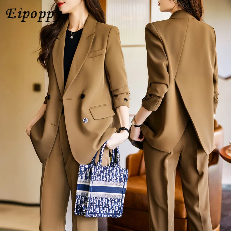 Brown Business Suit Women's Spring and Autumn New High Sense Temperament Goddess Style Temperament Commute Suit